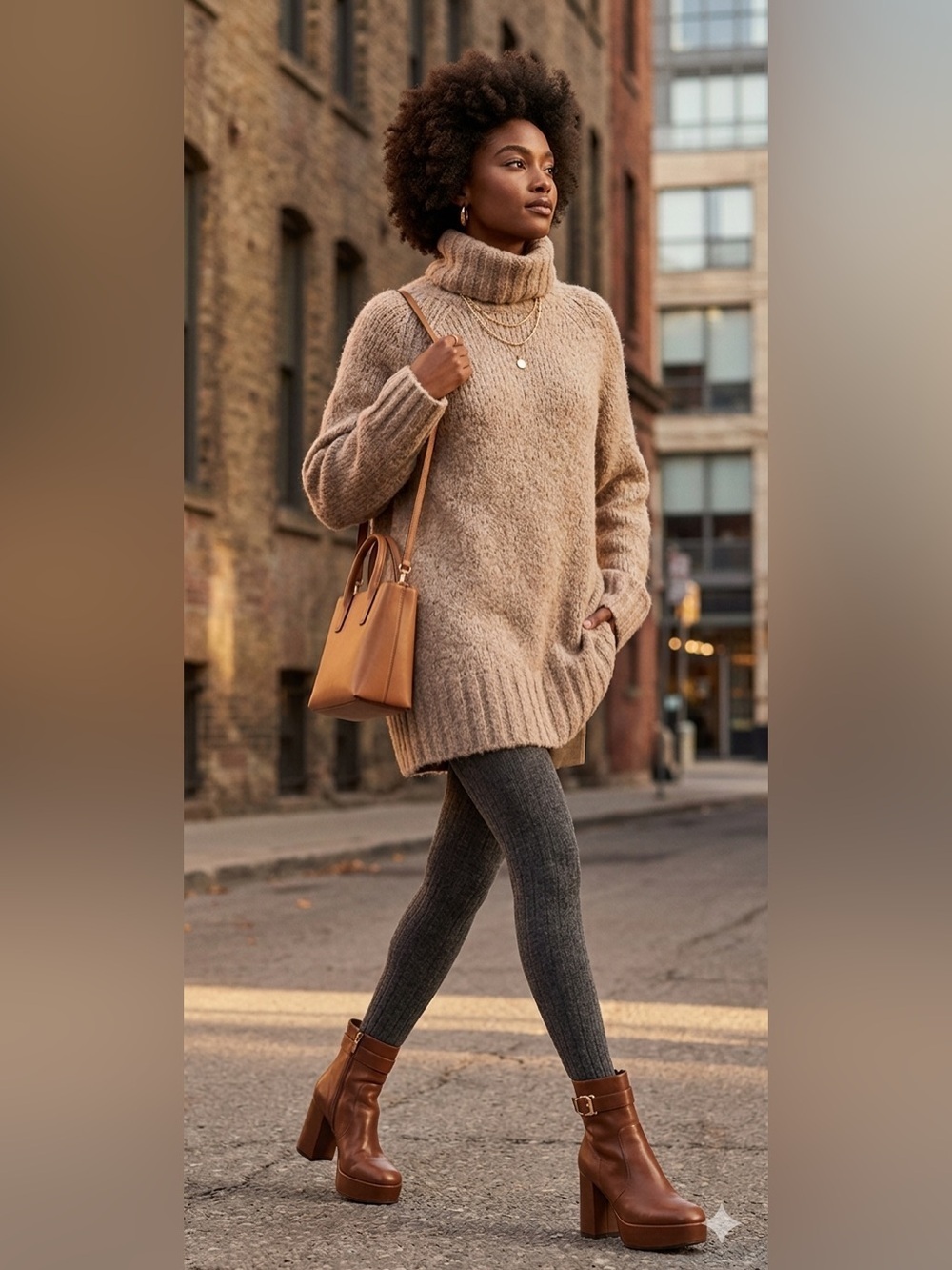 Aritzia Alpaca Blend Plutarch Turtleneck Sweater Size M Taupe Cozy Oversized